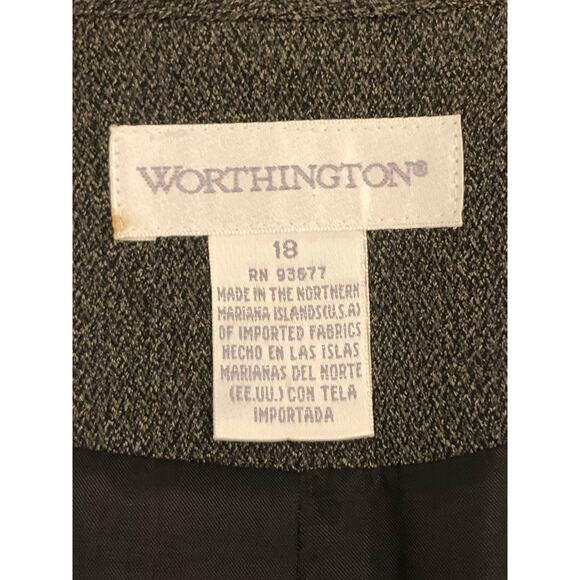 Worthington Women Jacket 1 Button Front Office Siren Clueless Preppy Gray Sz 18 - Picture 5 of 8